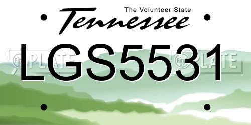 LGS5531 Tennessee License Plate