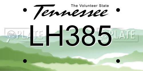 LH385 Tennessee License Plate