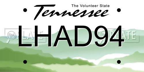 LHAD94 Tennessee License Plate