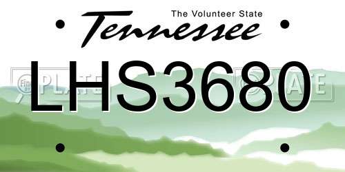 LHS3680 Tennessee License Plate