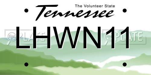LHWN11 Tennessee License Plate