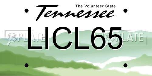 LICL65 Tennessee License Plate