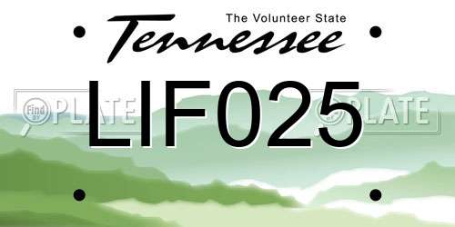 LIF025 Tennessee License Plate