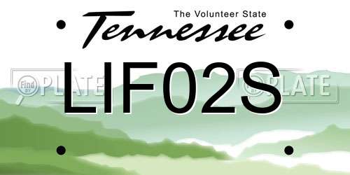 LIF02S Tennessee License Plate