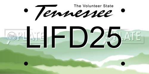 LIFD25 Tennessee License Plate