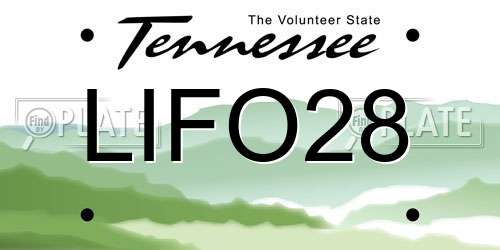 LIFO28 Tennessee License Plate