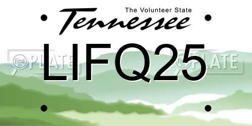 LIFQ25 Tennessee License Plate