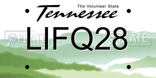 LIFQ28 Tennessee License Plate