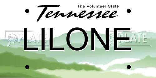LILONE Tennessee License Plate