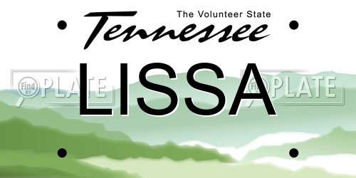 LISSA Tennessee License Plate