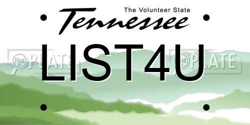 LIST4U Tennessee License Plate