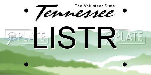 LISTR Tennessee License Plate