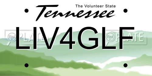 LIV4GLF Tennessee License Plate