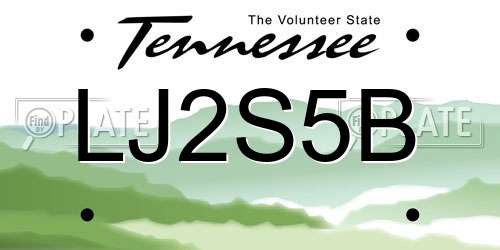 LJ2S5B Tennessee License Plate