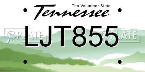 LJT855 Tennessee License Plate