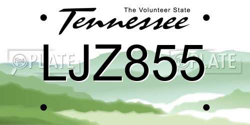 LJZ855 Tennessee License Plate