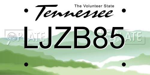 LJZB85 Tennessee License Plate