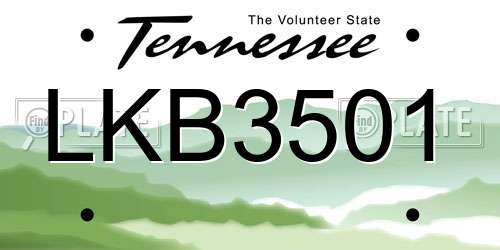 LKB3501 Tennessee License Plate