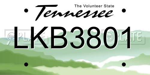 LKB3801 Tennessee License Plate