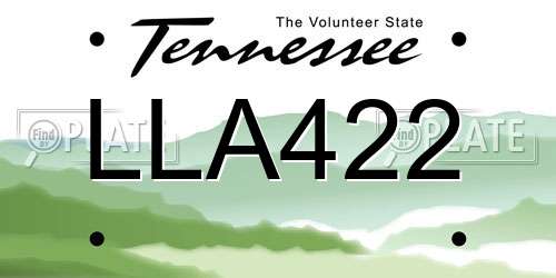 LLA422 Tennessee License Plate