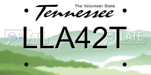 LLA42T Tennessee License Plate