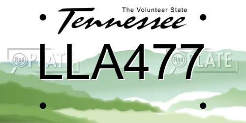 LLA477 Tennessee License Plate