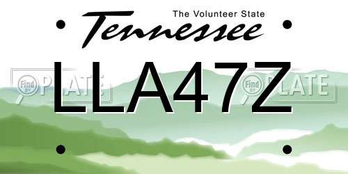 LLA47Z Tennessee License Plate