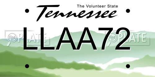 LLAA72 Tennessee License Plate