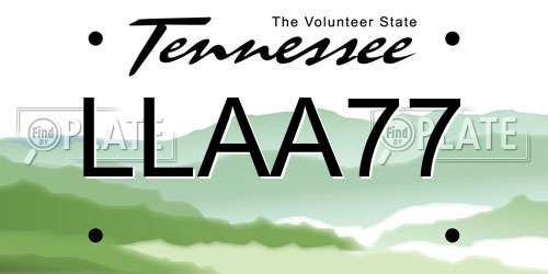 LLAA77 Tennessee License Plate