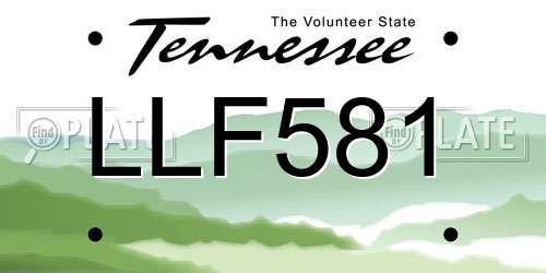 LLF581 Tennessee License Plate