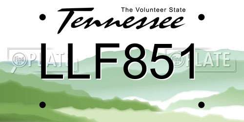 LLF851 Tennessee License Plate
