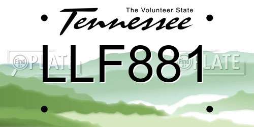 LLF881 Tennessee License Plate