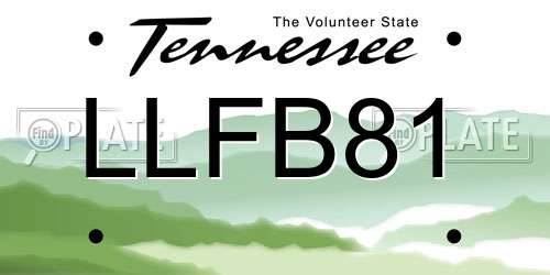 LLFB81 Tennessee License Plate