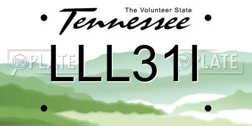 LLL31I Tennessee License Plate