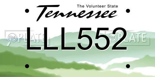 LLL552 Tennessee License Plate