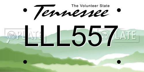 LLL557 Tennessee License Plate