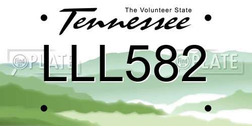 LLL582 Tennessee License Plate
