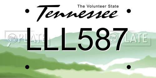 LLL587 Tennessee License Plate