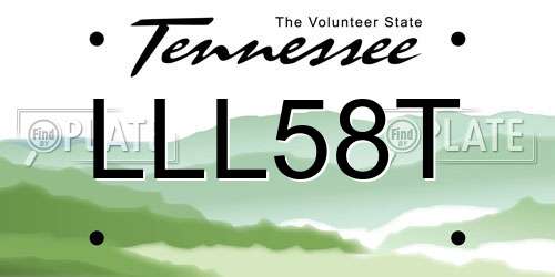 LLL58T Tennessee License Plate