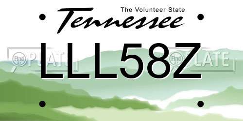 LLL58Z Tennessee License Plate