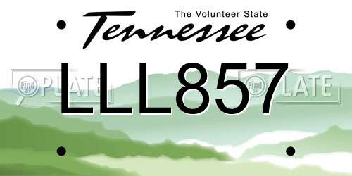 LLL857 Tennessee License Plate