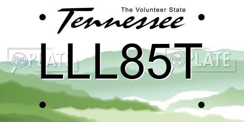 LLL85T Tennessee License Plate