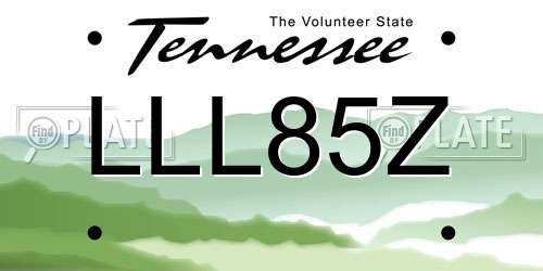 LLL85Z Tennessee License Plate