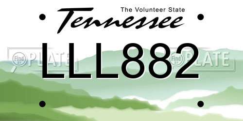 LLL882 Tennessee License Plate