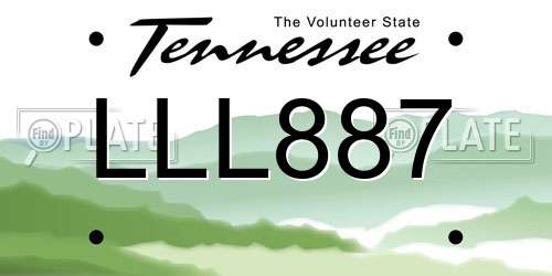 LLL887 Tennessee License Plate