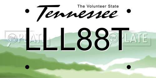 LLL88T Tennessee License Plate