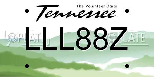 LLL88Z Tennessee License Plate