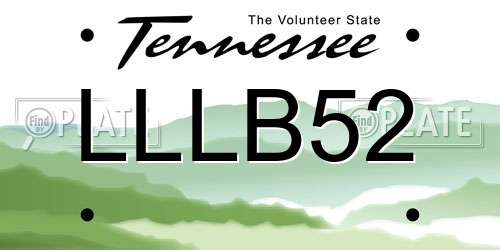 LLLB52 Tennessee License Plate