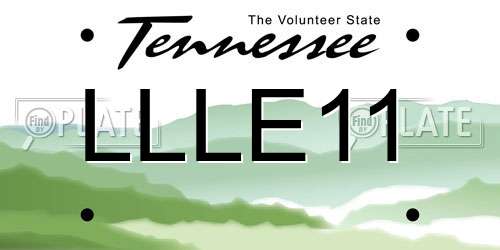 LLLE11 Tennessee License Plate