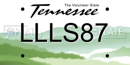 LLLS87 Tennessee License Plate